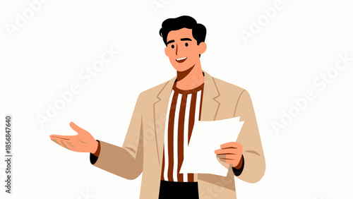 Man presenting documents in a professional setting