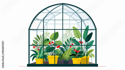 Greenhouse with potted plants