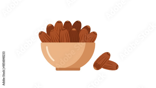 A heartwarming illustration of wholesome organic dates, beautifully arranged in a rustic bowl, embodying the spirit of communal meals and healthy sustenance during the blessed Ramadhan season