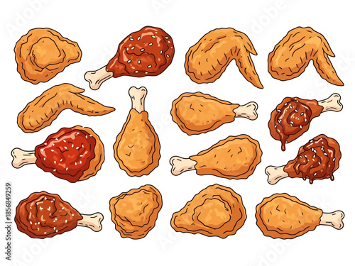 Crispy Fried Chicken Pieces Assortment Meal Dish Flavorful Bites Collection