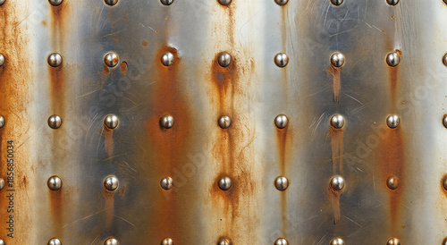 Rusty metal industrial surface with rivets and weathered steel texture