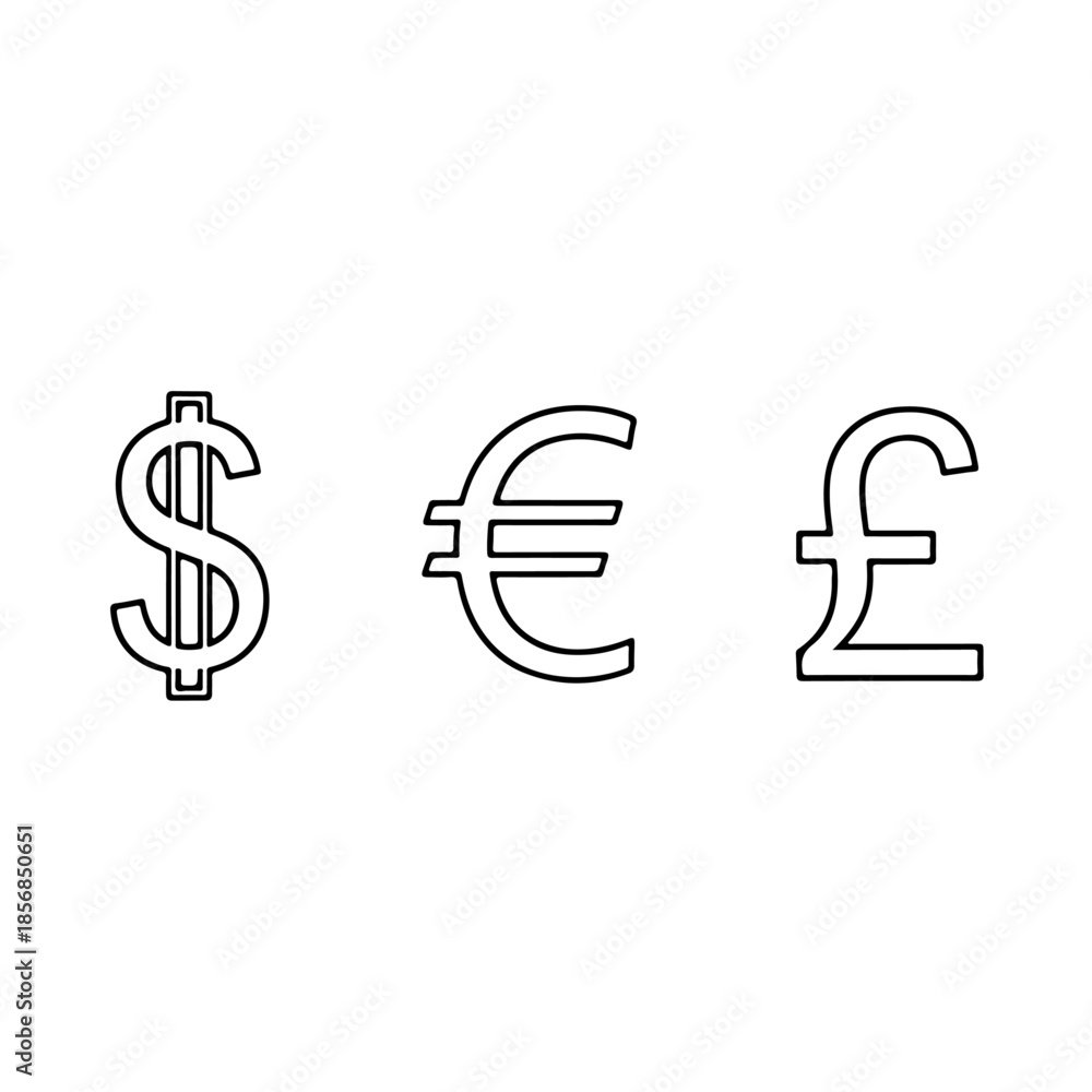 Fototapeta premium Currency symbols isolated on transparent background