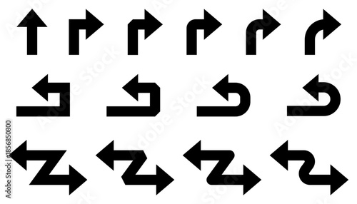 Set of modern simple arrow icons and cursors. Clean vector arrow collection suitable for navigation, user interface design, websites, apps, and digital projects. Vector illustration.