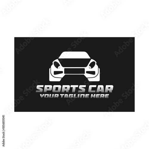 Abstract car silhouette logo design template with dark grey background