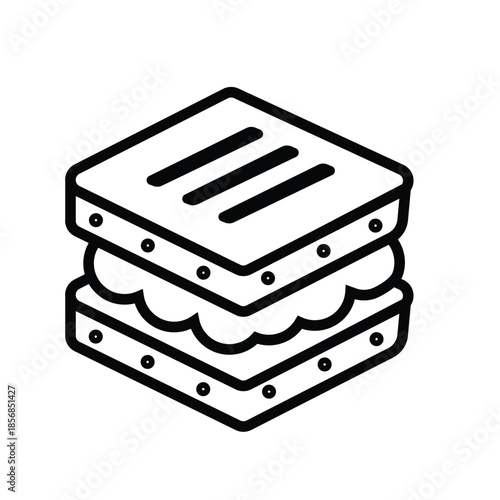 A simple line drawing of a sandwich on a white background