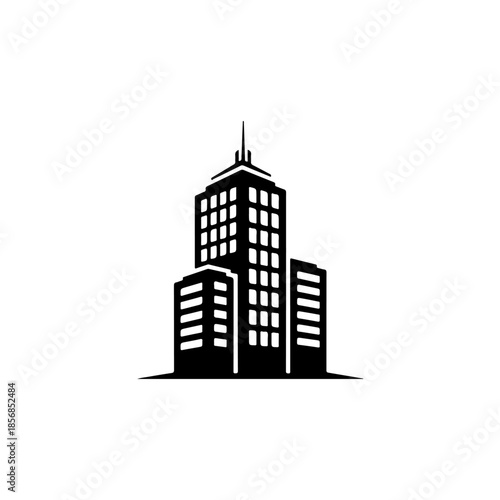 Skyscraper silhouette isolated on transparent background