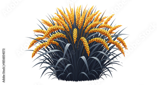 Golden Wheat Stalks Growing in Lush Field, Harvest Agriculture Farming Business Growth Success