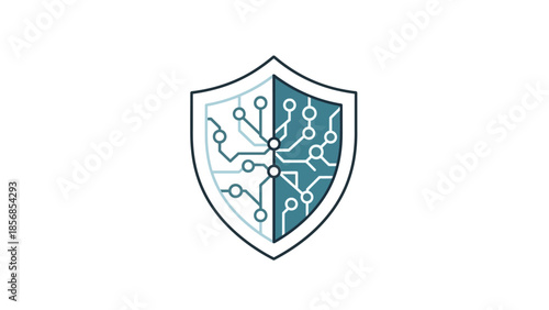 Digital Security Shield Icon Representing Robust Data Protection and Cybersecurity Measures for Modern Technological Systems and Networks