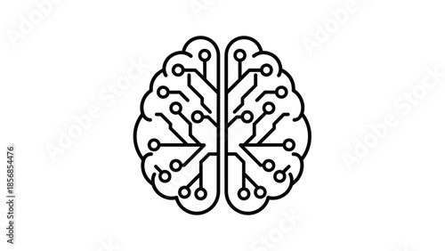 Abstract representation of a human brain with interconnected circuits, symbolizing artificial intelligence and technological innovation
