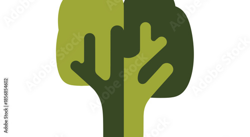 Stylized Tree Icon with Two Tones of Green, Simple Nature Graphic