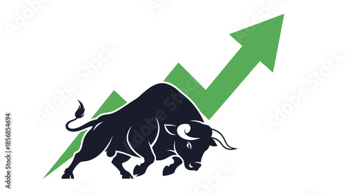 Minimal flat vector icon set representing bull and bear market trends