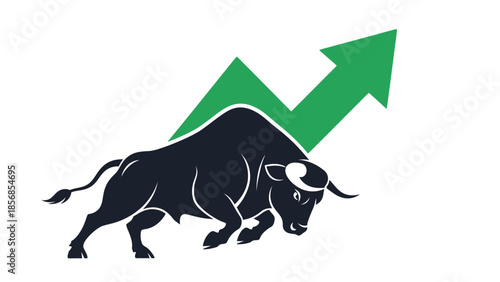 Minimal flat vector icon set representing bull and bear market trends