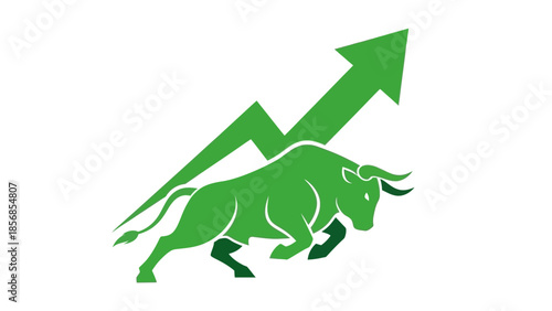 Minimal flat vector icon set representing bull and bear market trends