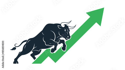 Minimal flat vector icon set representing bull and bear market trends