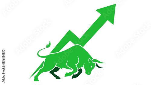 Minimal flat vector icon set representing bull and bear market trends