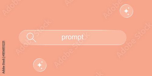 Modern generative AI bar. Liquid glass element with generate symbol. Artificial intelligence. User interface element for ui ux design. Transparent frames and buttons. Vector illustration