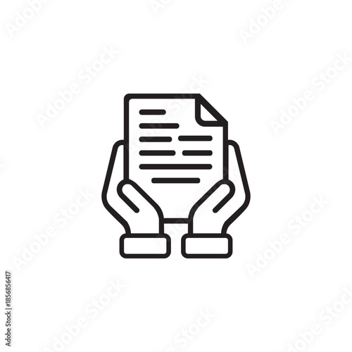 Hands Holding Document Icon Representing Legal Paperwork and Care

