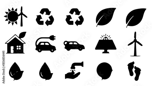 Eco-friendly icons representing sustainable living and environmental conservation