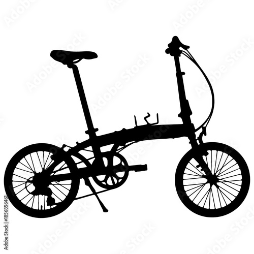 black folding bike silhouette on white background clip art preview
