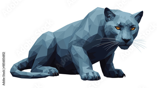 Geometric panther art: low poly design with striking detail and bold colors