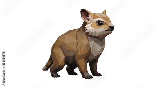 Geometric polygonal quokka art: modern low poly wildlife design