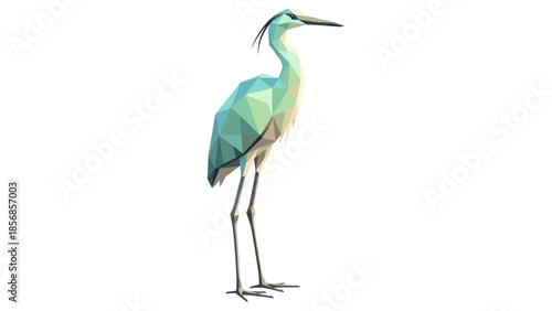 Low poly heron bird design: modern geometric wildlife art