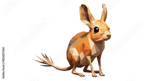 Geometric low poly jerboa: modern animal art with polygonal design