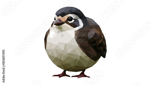 Geometric low poly baby bird art featuring stylish polygonal design