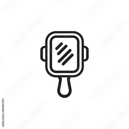 Hand Mirror Icon Beauty and Makeup Silhouette Isolated on White
