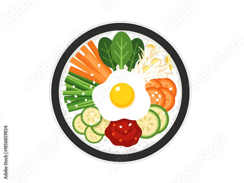 Healthy Bowl Meal with Rice Vegetables and Fried Egg