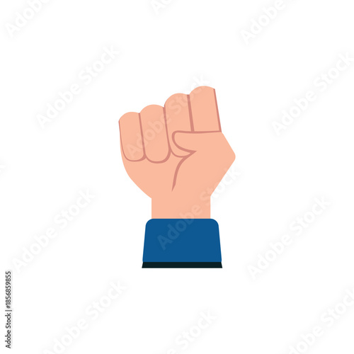 A clenched fist raised in determination or solidarity