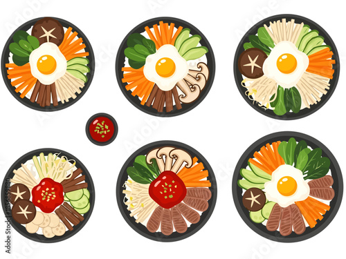 Korean Bibimbap Meal Assembly Arrangement Art
