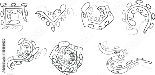 Ancient ornate lettering and symbol designs