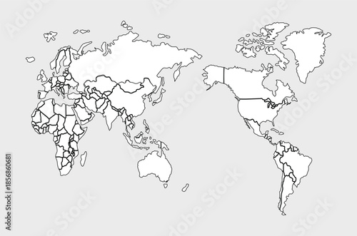 Detailed Political World Map Illustration