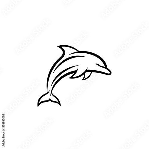 Stylized Dolphin Silhouette Jumping Out of Water Art