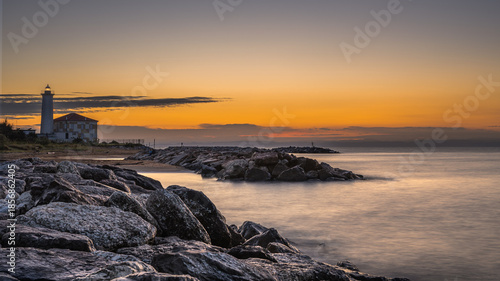 summer sunrise over the bibione lighthouse, Bibione, San Michele al Tagliammento, Venice, Italy