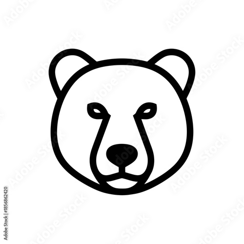 Minimalist Bear Head Outline Simple Wild Animal Icon Clean Line Art Forest Creature