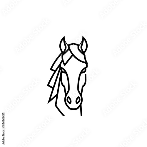 Abstract Equine Head Outline Minimalist Line Art