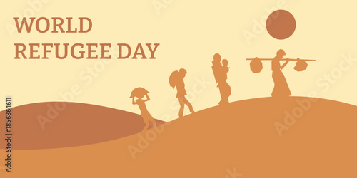 World refugee day background. Refugee template banner