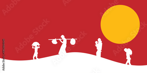 World refugee day background. Refugee template banner