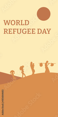 World refugee day background. Refugee template banner