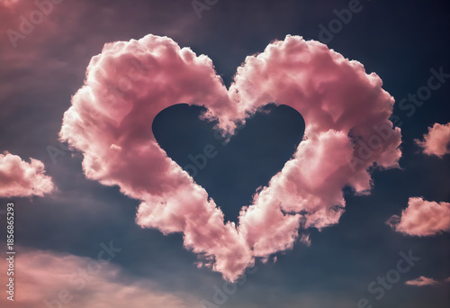 Heart made from clouds in the sky.