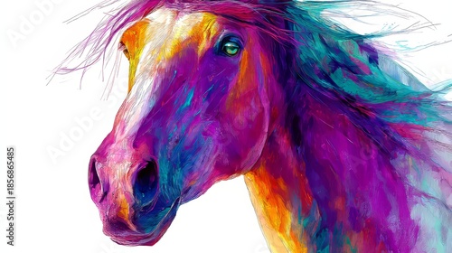 horse. close-up head shot. fantasy illustration