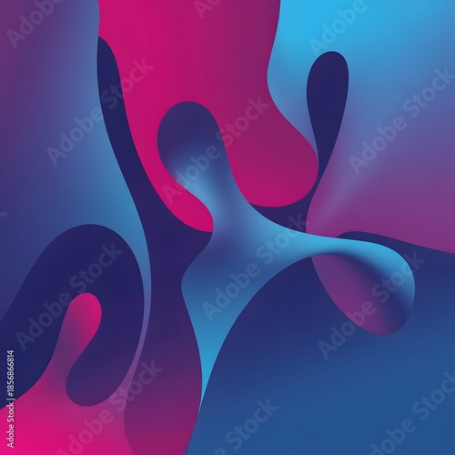 Abstract fluid liquid background with blue purple magenta curves creating creative organic soft shapes