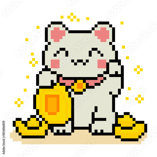 Pixel Lucky Cat Gold Coin