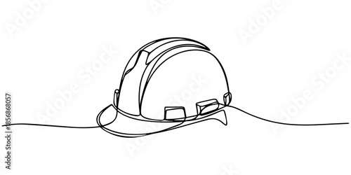 Continuous one line drawing of isolated hard hat. Hard helmet Editable stroke, Continuous one line drawing of isolated hard hat. Hard helmet Editable stroke on transparent background, Continuous one
