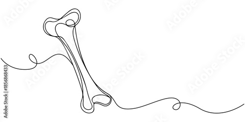 Human bone icon continuous one line drawing. Vector illustration. one line Icon drawing with white background, Bone single line art, continuous one line drawing of  Isolated outline vector art