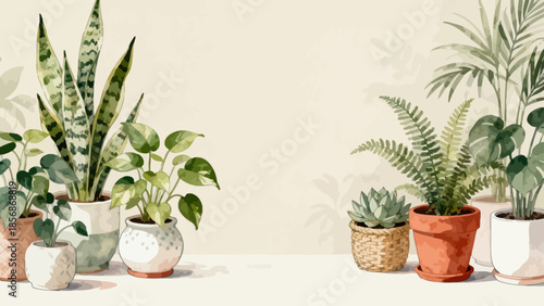 Potted plants on a shelf