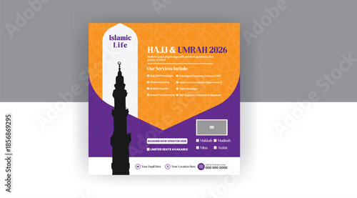 Hajj and Umrah 2026 Pilgrimage Packages poster template