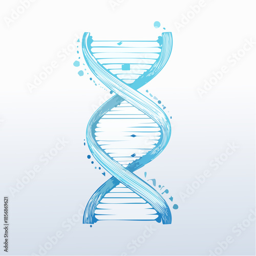 Illustration vectorielle d’ADN moderne – hélice stylisée en bleu clair, design scientifique épuré